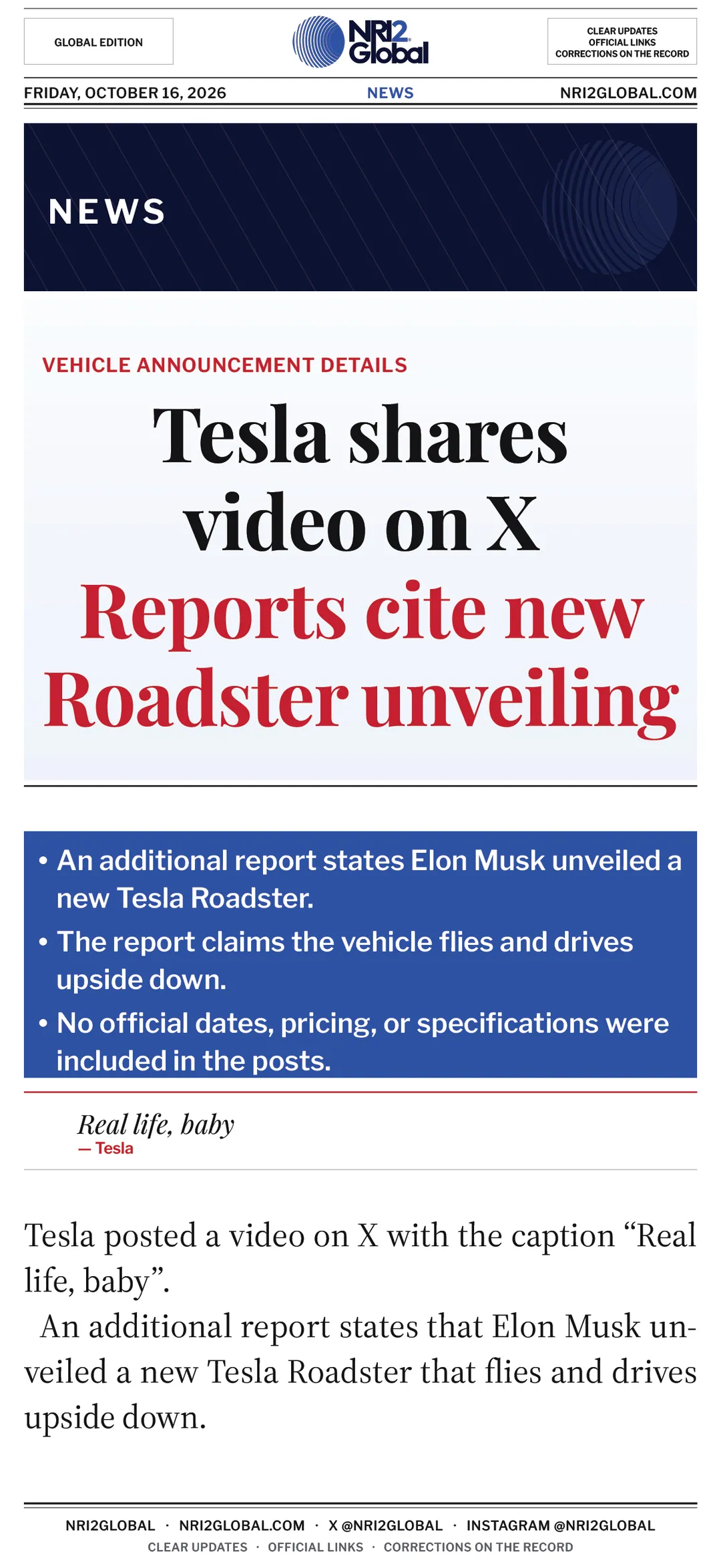 Tesla shares video on X Reports cite new Roadster unveiling