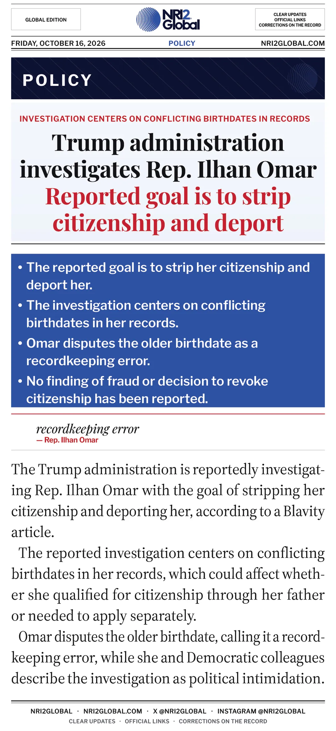 Trump administration investigates Rep. Ilhan Omar citizenship