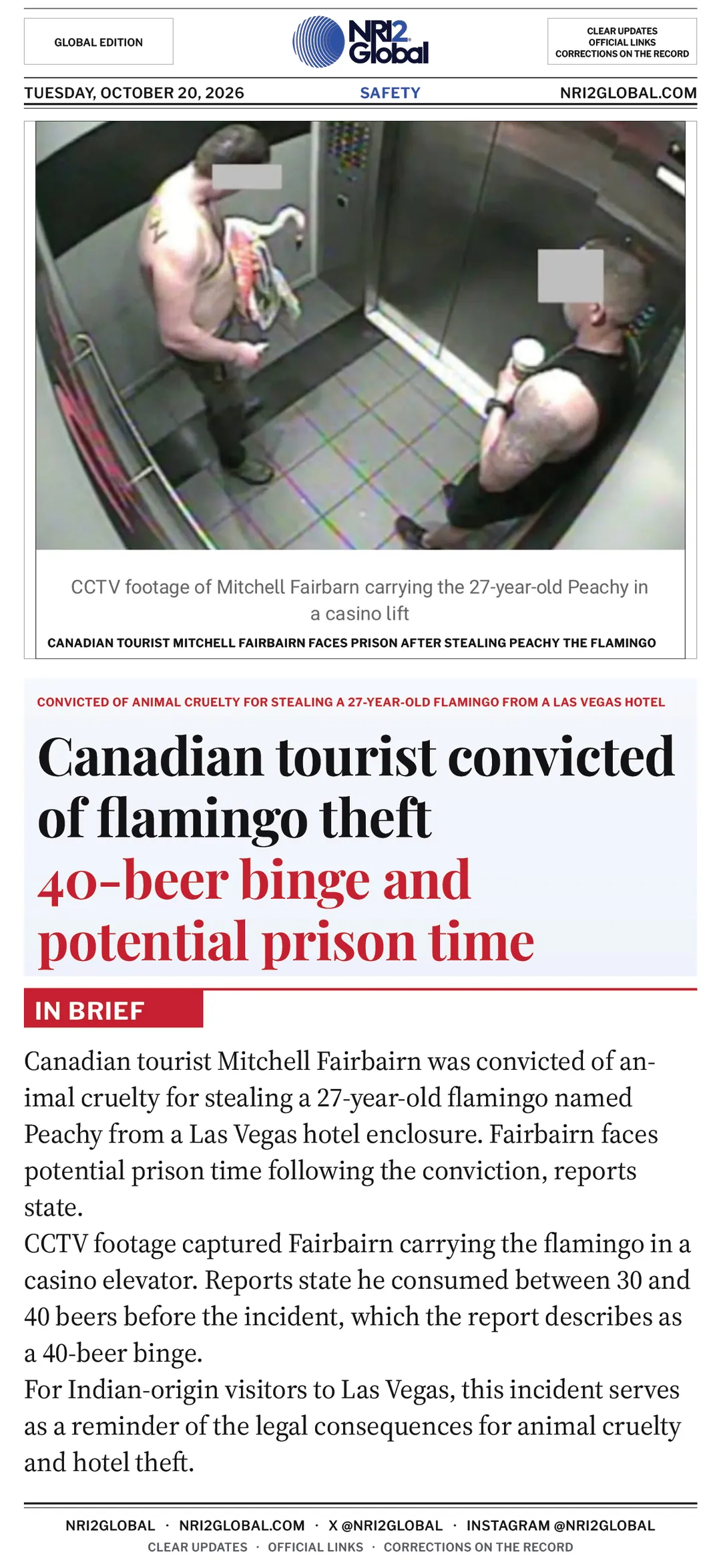 Canadian tourist convicted of animal cruelty for stealing Las Vegas flamingo