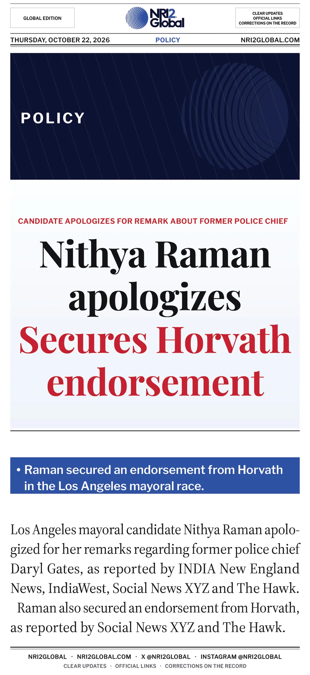 Nithya Raman apologizes for Daryl Gates remark