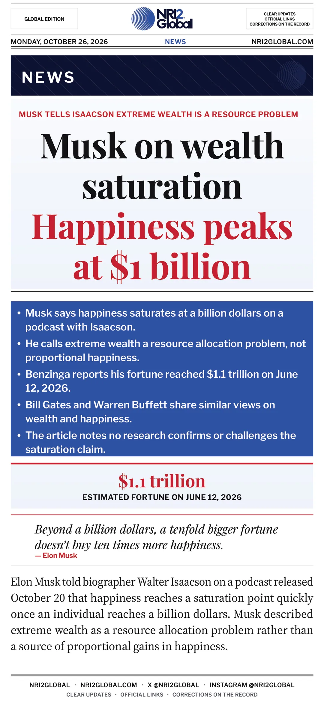 Elon Musk on wealth saturation