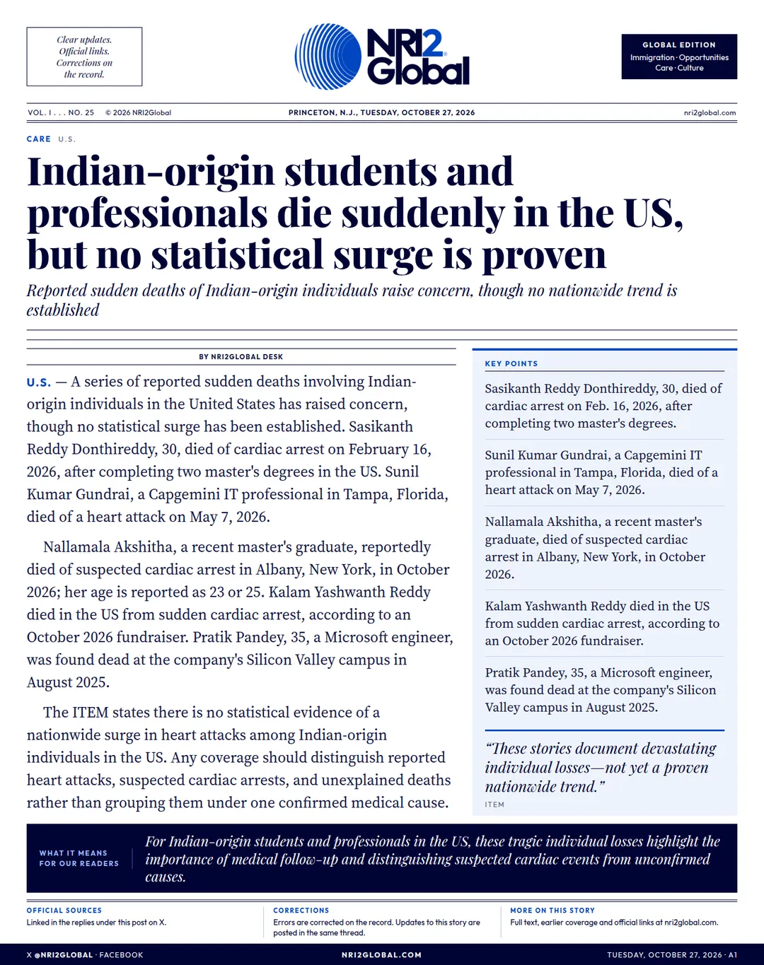 Indian-origin students and professionals die suddenly in the US