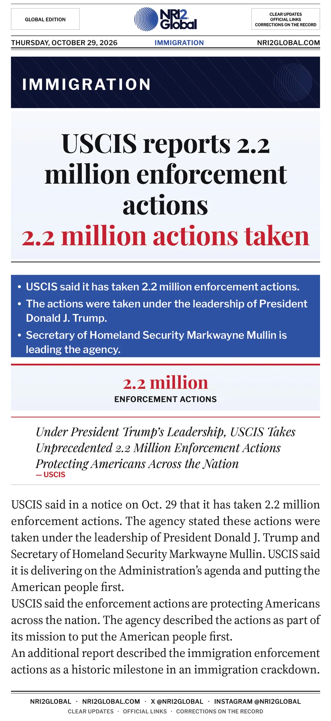 USCIS reports 2.2 million enforcement actions