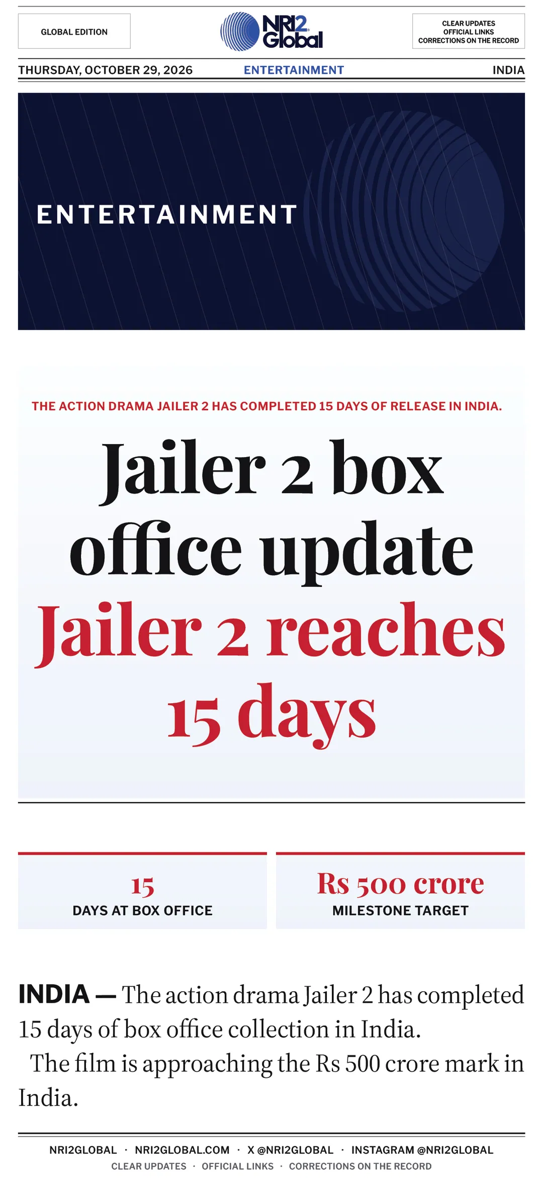 Jailer 2 box office update