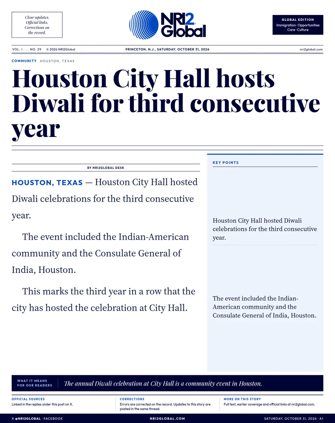 Houston City Hall hosts Diwali for third consecutive year